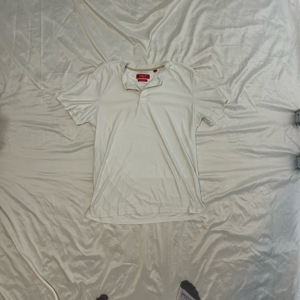 Bruno Milano Supersoft Split-Neck T-Shirt – Off-White (Men’s Large)